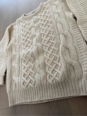 Blarney 100% wool chunky Irish Classic Cream Cable Knit Sweater